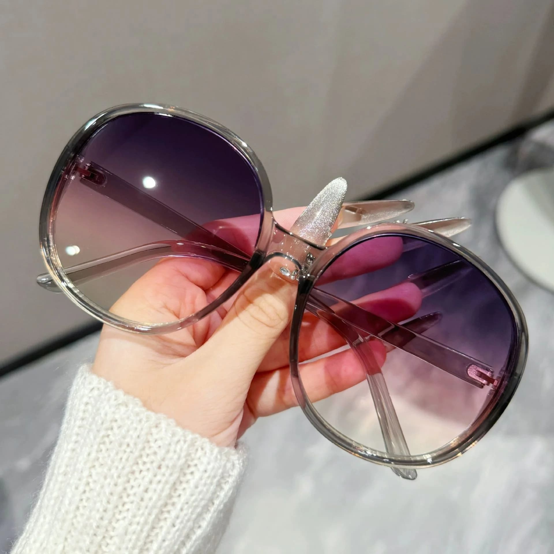 Occhiali da sole rotondi oversize alla moda Anti-UV unisex 7184 Nuovo stile per uomo e donna