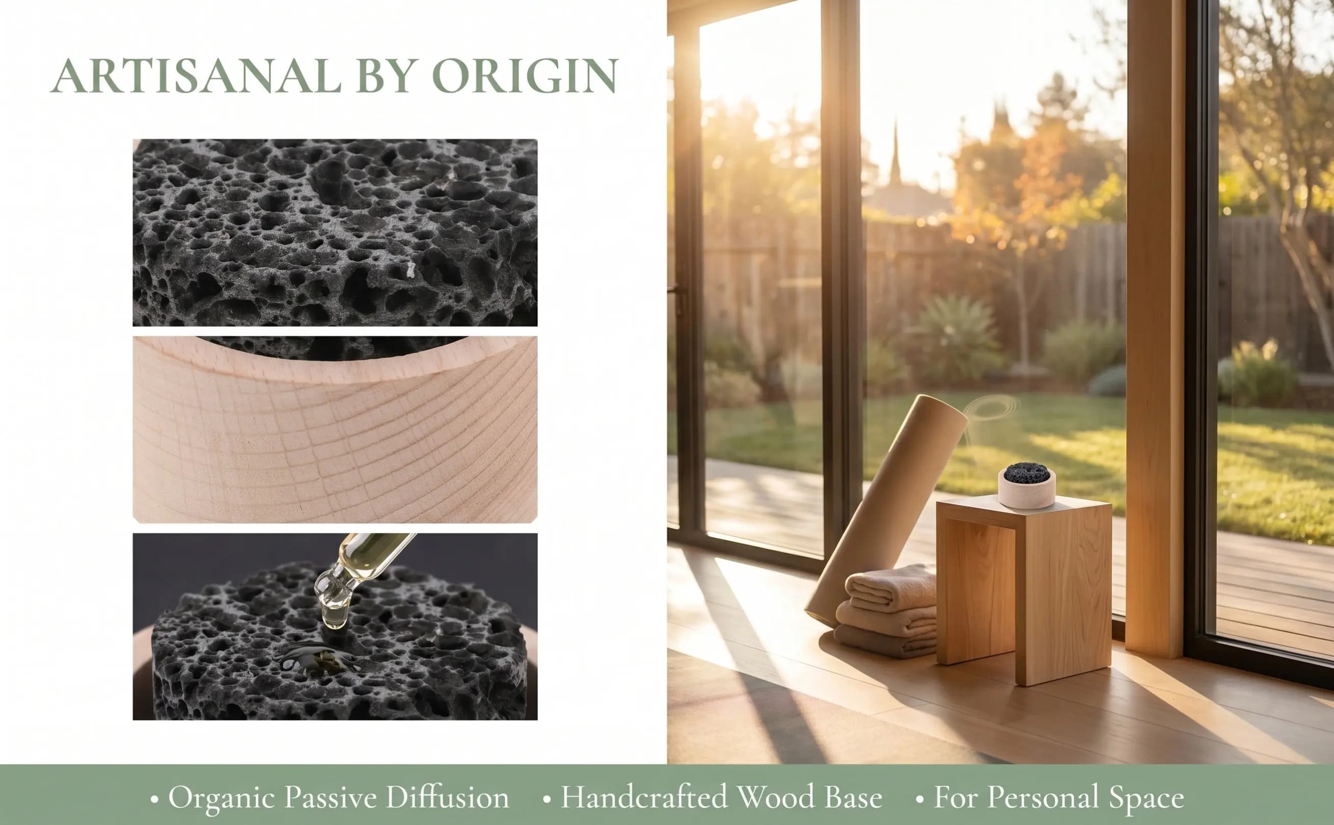 Essential Oil Diffusers Stone For Living Room Decoration Office Worker Natural Wood Base Passive Aromatherapy