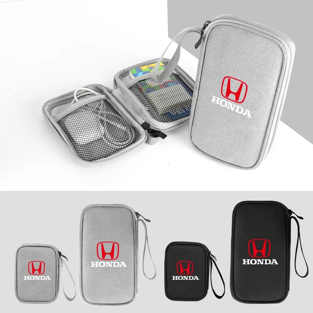 Car Digital Supplies Storage Bag Key USB Cable Earphone Organizer Box For Honda Civic Accord Hrv Jazz CR-Z Element Insight MDX