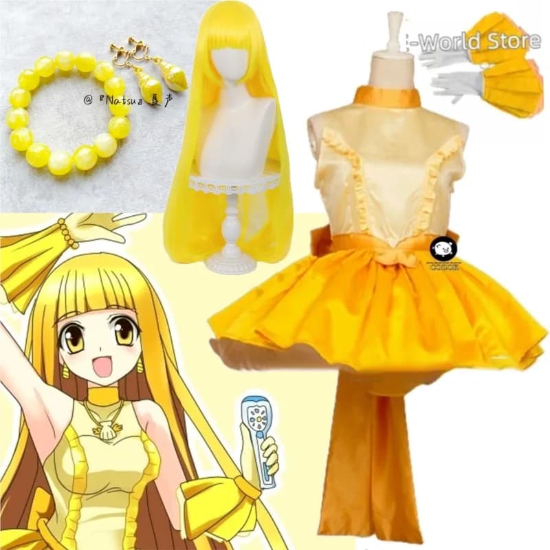 Coco Anime Sirena Melody Costume Cosplay Parrucca bionda Abito dorato Lolita Orecchini Bracciale Donna Ragazza Halloween Carnaval Festival