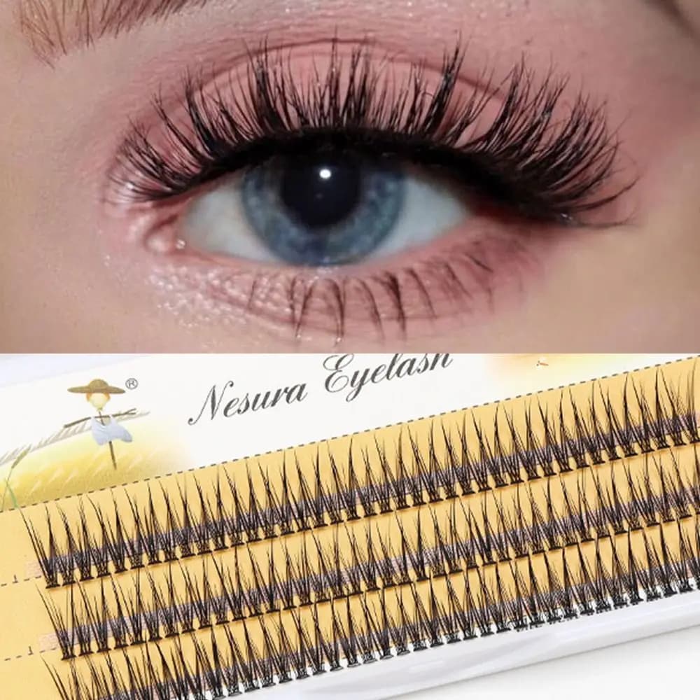 Tool for Makeup Eyes, Fin Eyes Singole in Coda by Rondine, Natural Eyelashes with Curve C, Soft Fin Eyelash in Visone for Extension Eyes