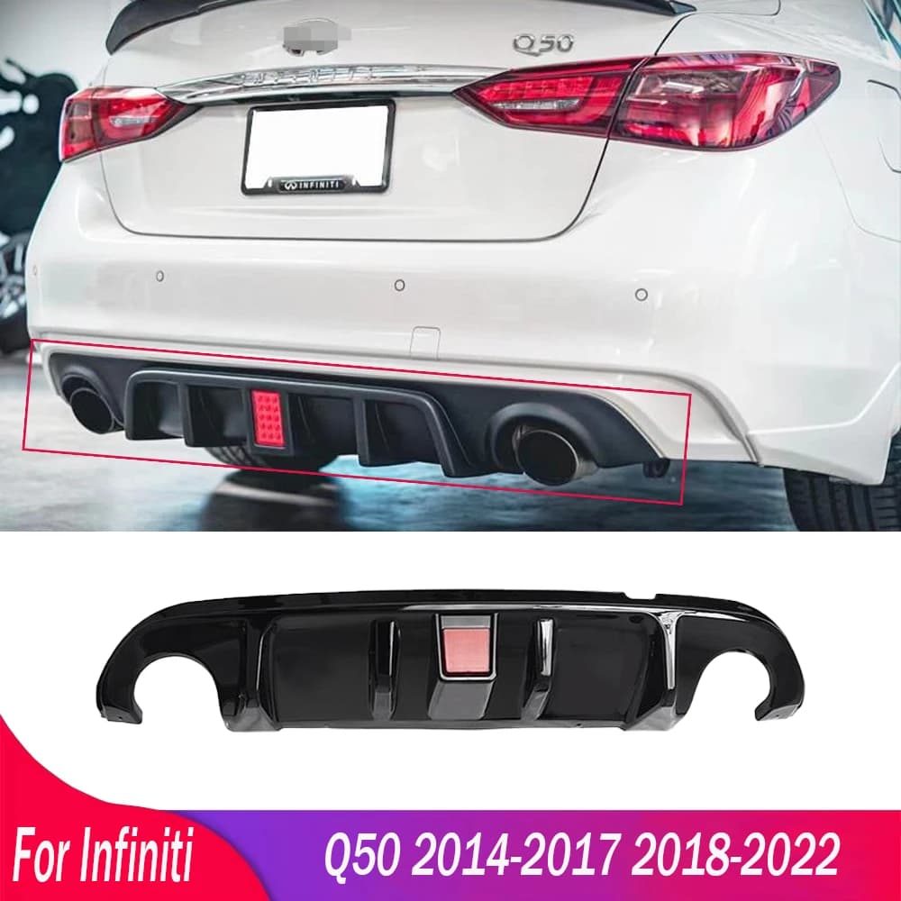Auto Rear bumper Diffuser Lip With/Without LED Light For Infiniti Q50 2014 2015 2016 2017 2018 2020 2021 2022