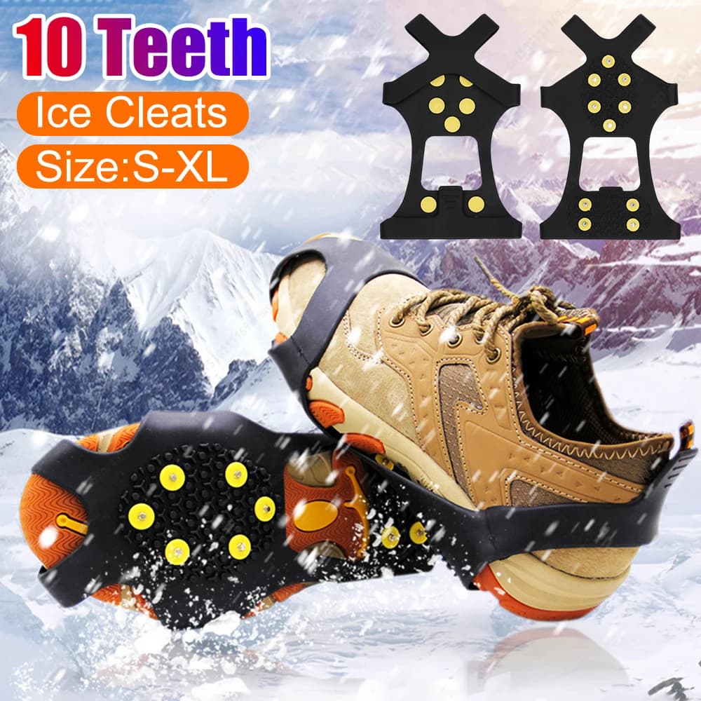 Tacchette da Montagna a 10 Denti Antiscivolo, Copriscarpe con Artigli per Neve, Tacchette Unisex per Scarpe, Catene per Scarpe da Esterno con Punte