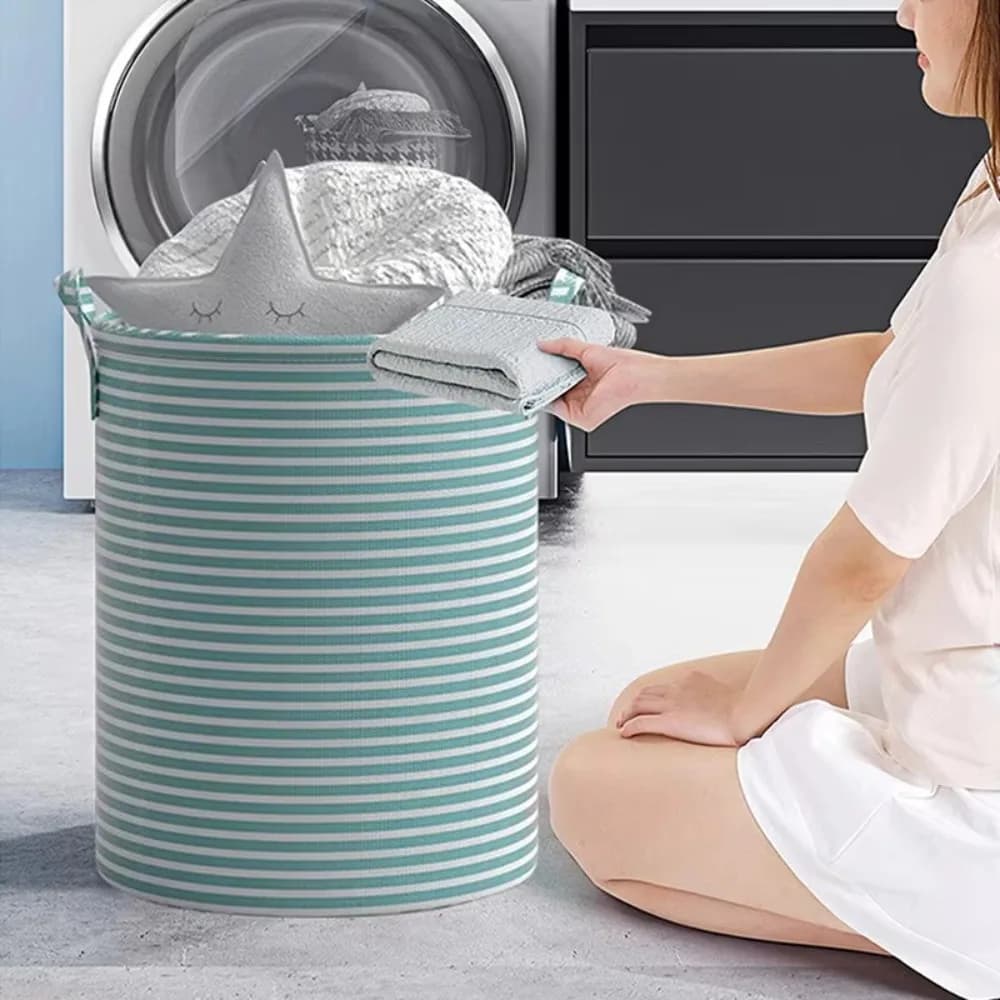 Foldable Laundry Basket Cotton and Linen Dirty Clothes Storage Bag Large Capacity Household Sundries Children Toys Organizers