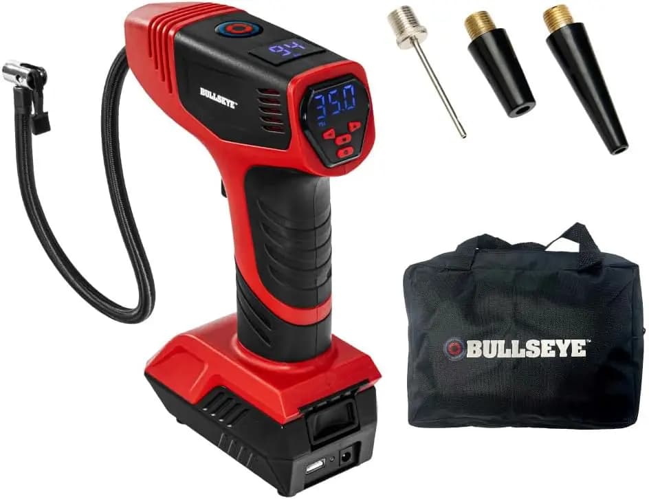 Compressore d'Aria Portatile con Manometro Digitale, Spegnimento Automatico, 150 PSI Max, Ricaricabile USB per Auto e Biciclette