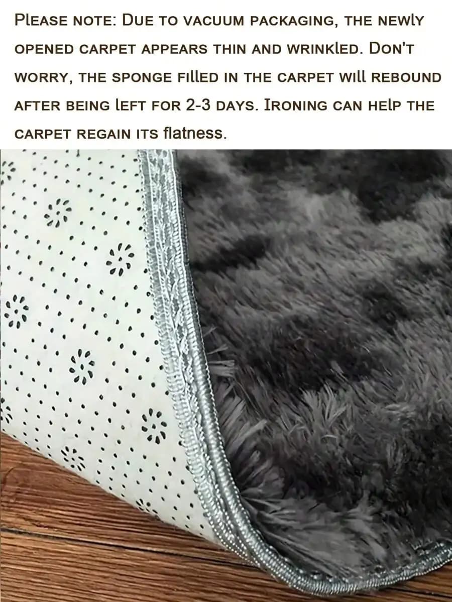 1pc Fluffy Plush Bedroom Living Room Rug, Ultra Soft Tie-Dye Plush Floor Mat, Lightweight Long Pile Carpet, Modern Home Decor