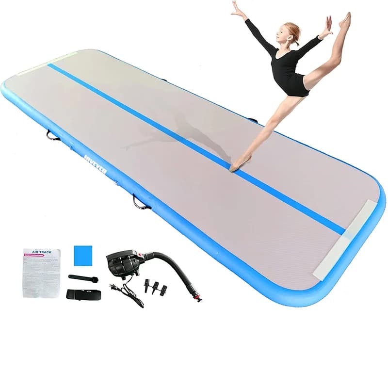 Tappetino gonfiabile per ginnastica artistica 4-6M con pompa elettrica per allenamento, cheerleading, yoga e acquaginnastica, per casa e esterno