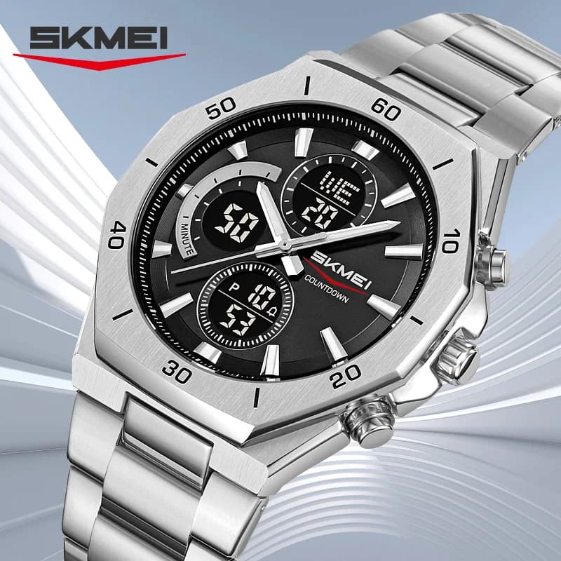 SKMEI 2561 Orologio sportivo militare alla moda con doppio display, orologio digitale al quarzo per uomo, cronografo impermeabile, orologio da uomo y2k