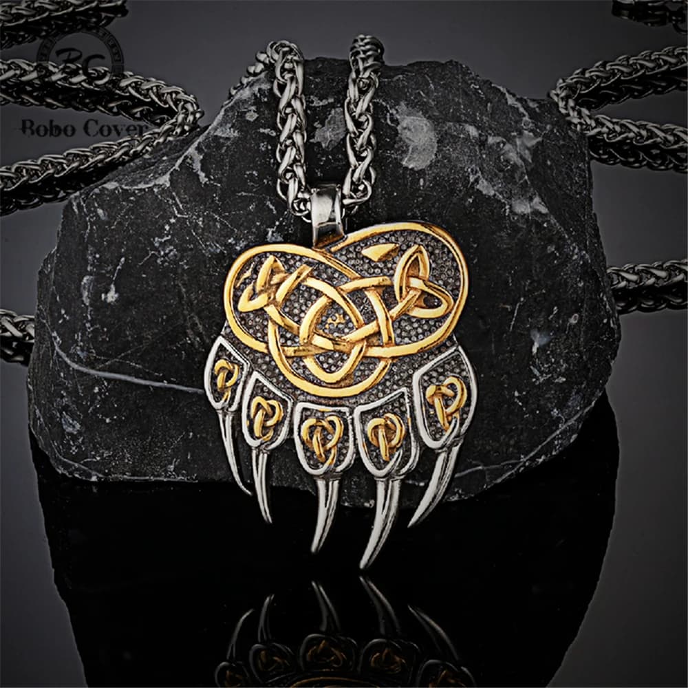 Non sbiadisce mai Collana con artiglio di lupo celtico vichingo da uomo Runa norrena Artiglio di orso Amuleto di autodifesa Gioielli in vera pelle in acciaio inossidabile