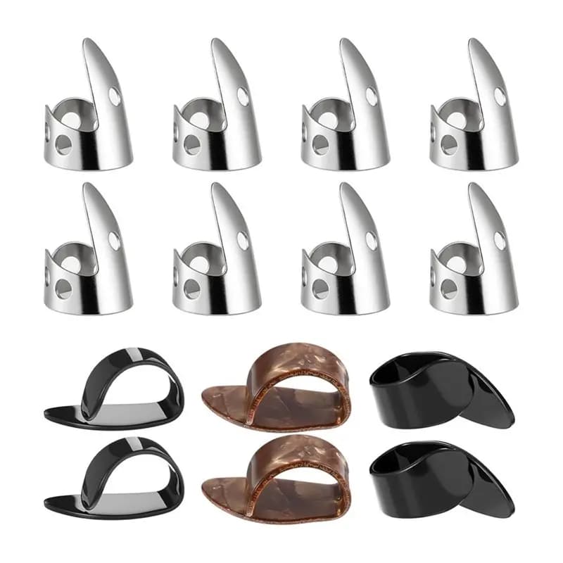 【SPECIAL】Steel Guitar Finger Picks 14 PCS Set, Adjustable Banjo Thumb Picks For Harp Pick Guitar Banjo