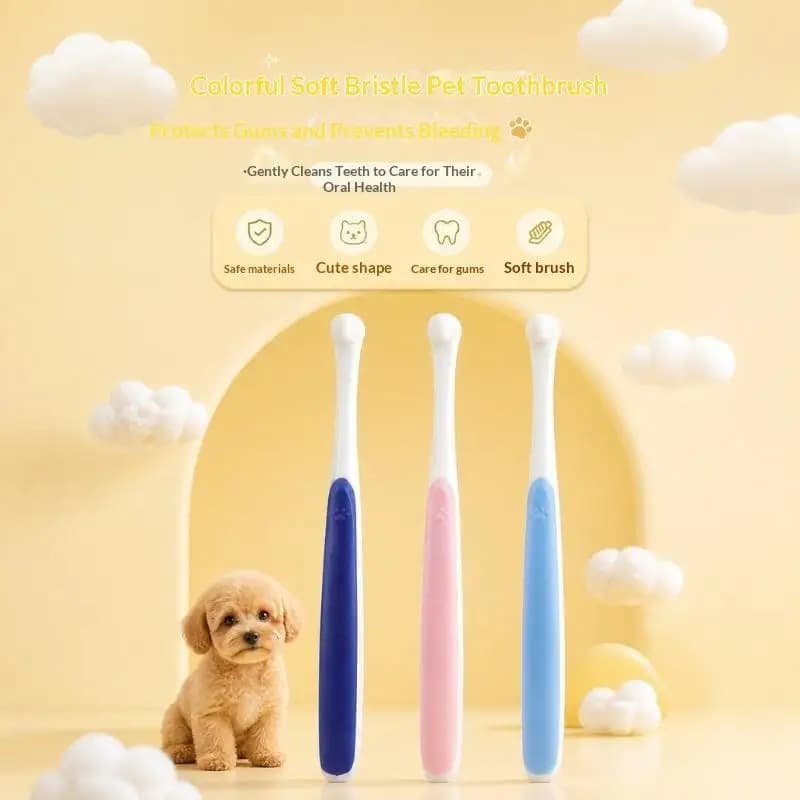 Round Head Toothbrush For Dog Remove Bad Breath And Tartar Dental Care Soft Brush Oral Cleaning Tools For Dogs And Cats Supplies