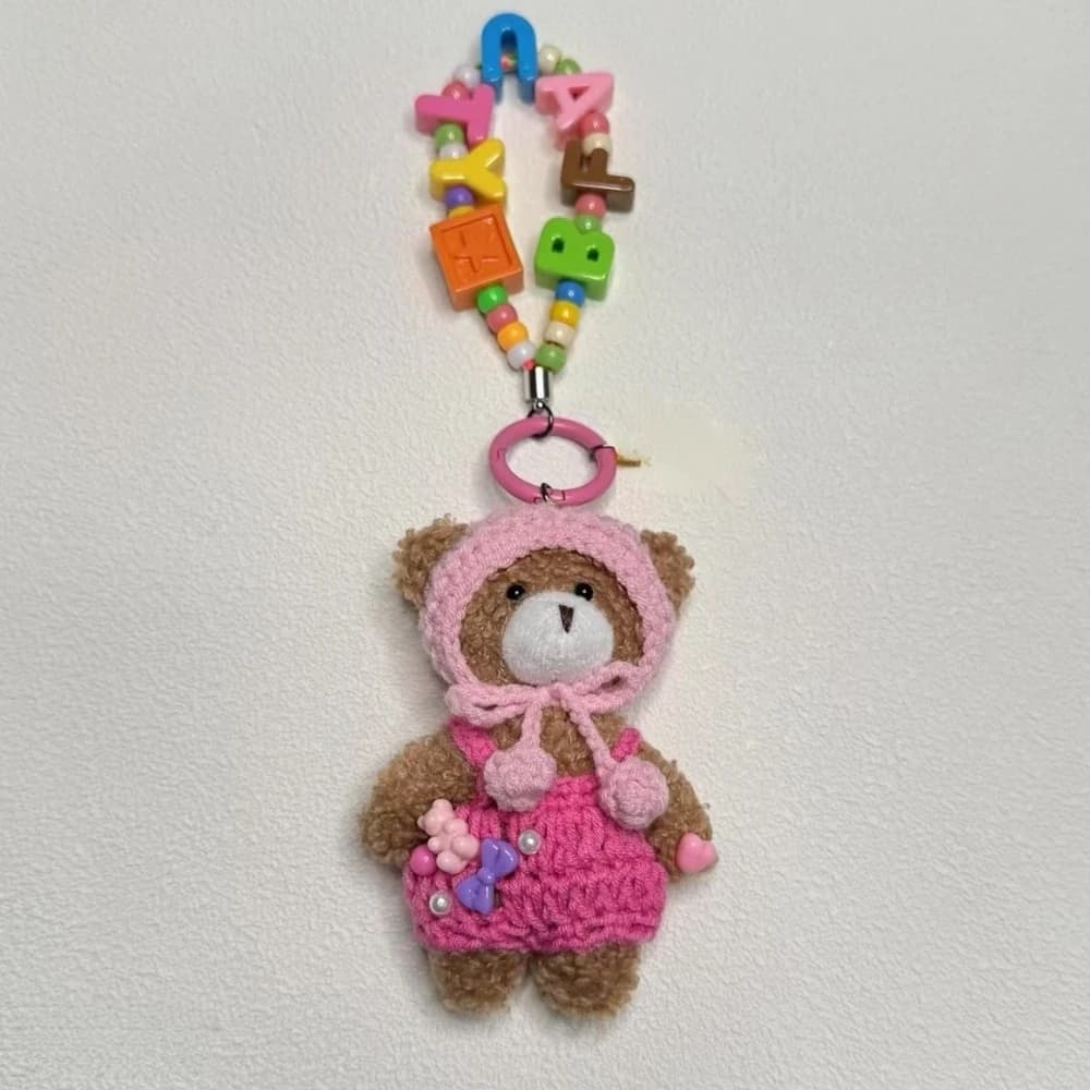 Ciondolo coreano fai da te fatto a mano personalizzato orso corda acrilica ciondolo bambola di peluche ciondolo borsa bambola carina