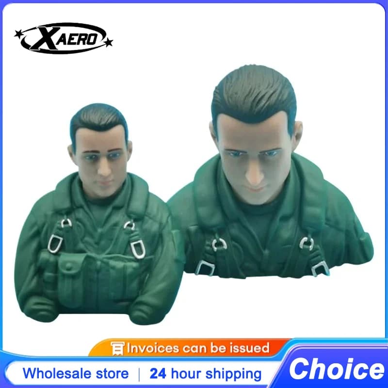 Figura di Pilota di Jet in Scala 1/4 1/6 per Aerei RC, Modello Giocattolo Verde con Testa Mobile, Accessori XFlight Hobby, Bambola Pilota di Aereo Militare