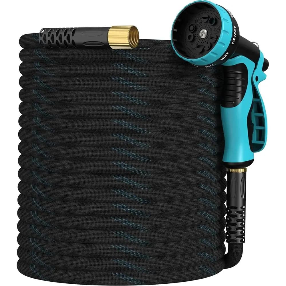 100-foot garden pipe, lightweight and flexible water pipe not expandable, with 10 model spray nozzle, super fabric, 3/4" leak proof