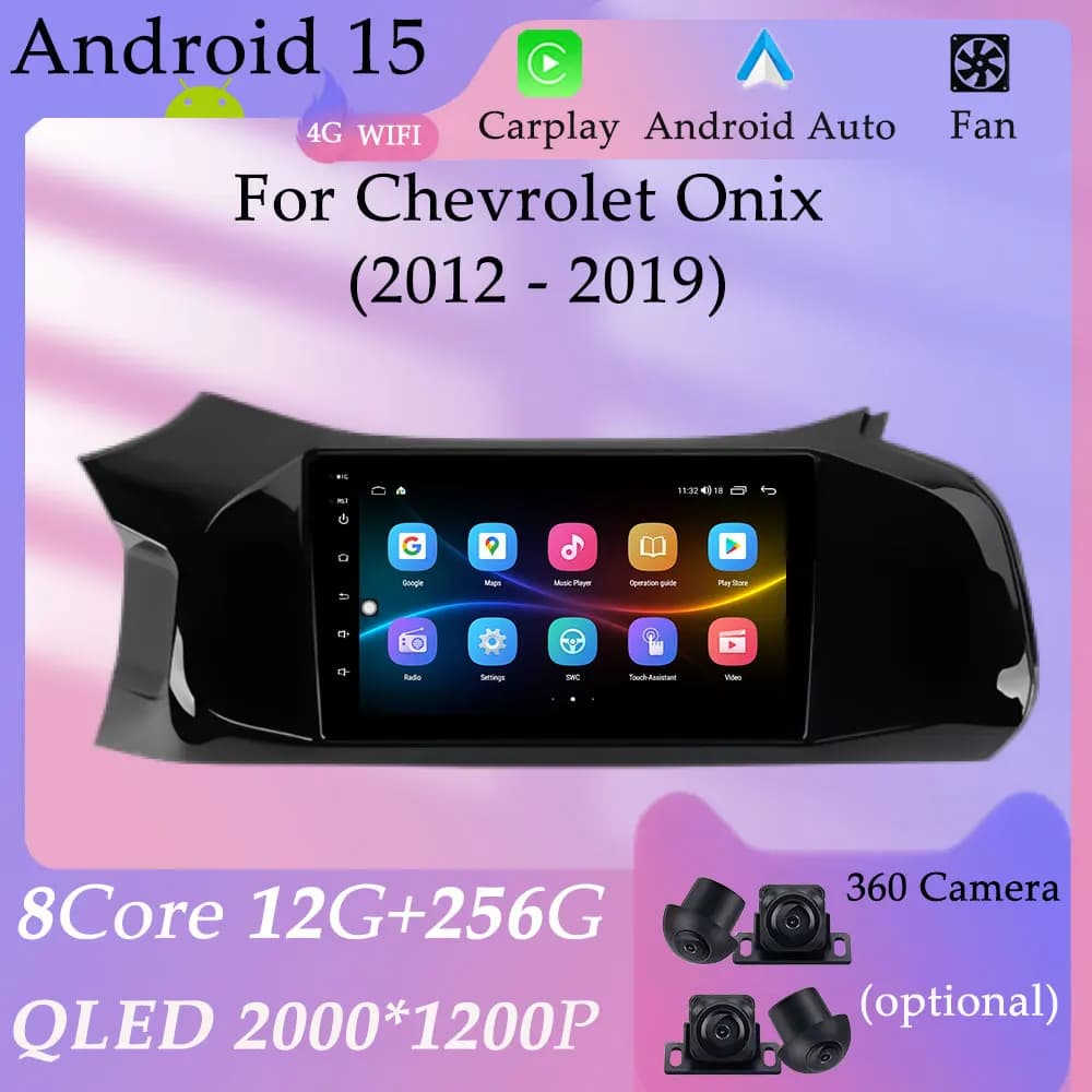 Per Chevrolet Onix 2012 - 2019 Schermo HD Autoradio Lettore multimediale Schermo diviso CapPlay Android Auto GPS Navi WIFI DSP Stereo