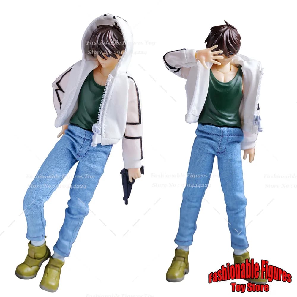 SHF 1/12 Scale Men Soldier Driver Heero·Yuy Hooded Zipper Jacket Jeans Sport Clothes Set Fit 6Inch Action Figure Body Dolls