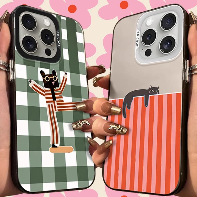 Custodia Rigida Smerigliata con Gatto Grigio Pigro e Carino per iPhone 17 Air 16 E 15 14 Plus 13 12 Mini 11 Pro Max, Cover in Silicone con Foglio Acrilico