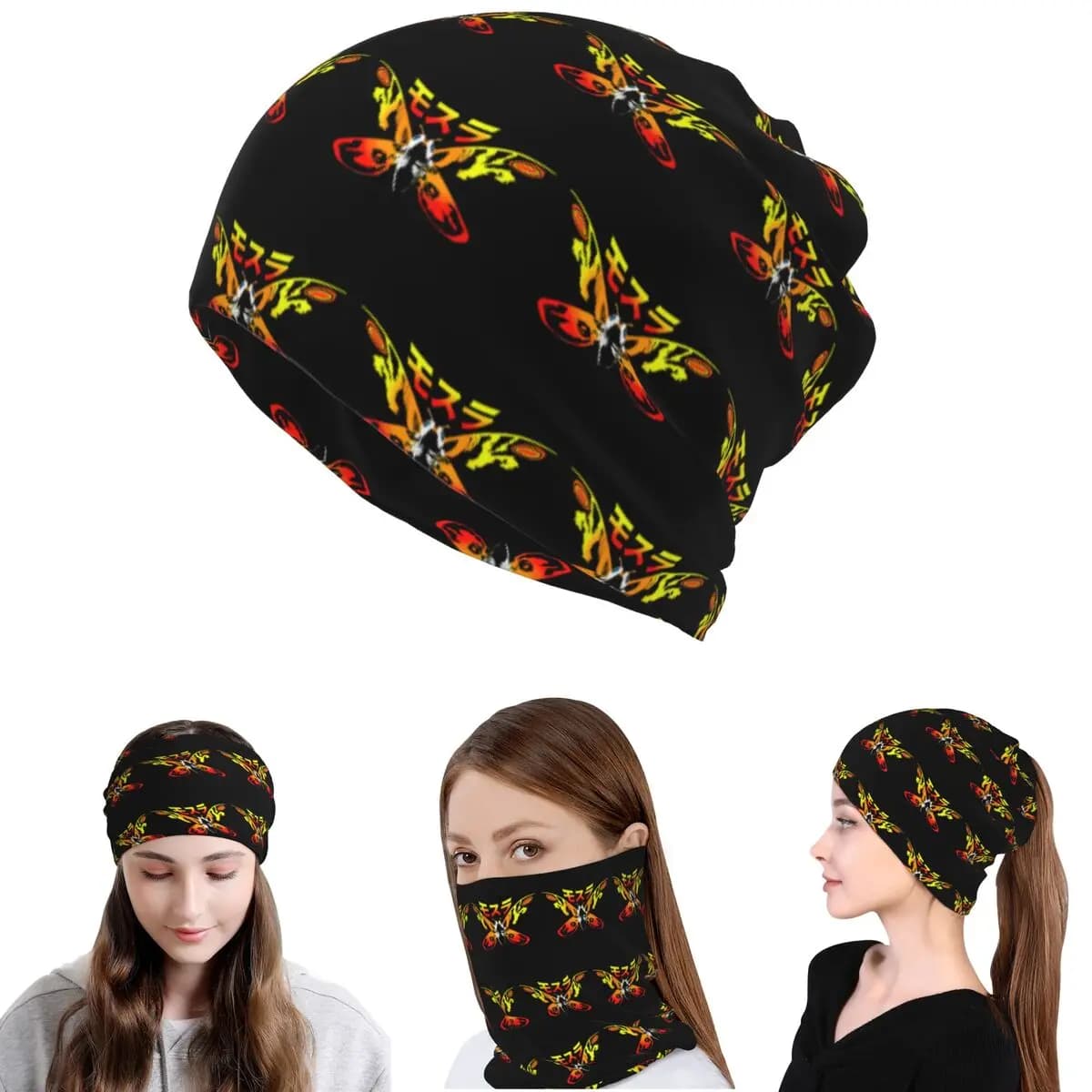 Mosura Mothra Bandana Esclusiva Multifunzione: Scaldacollo, Sciarpa, Maschera Viso, Berretto Antivento Unisex per Adulti