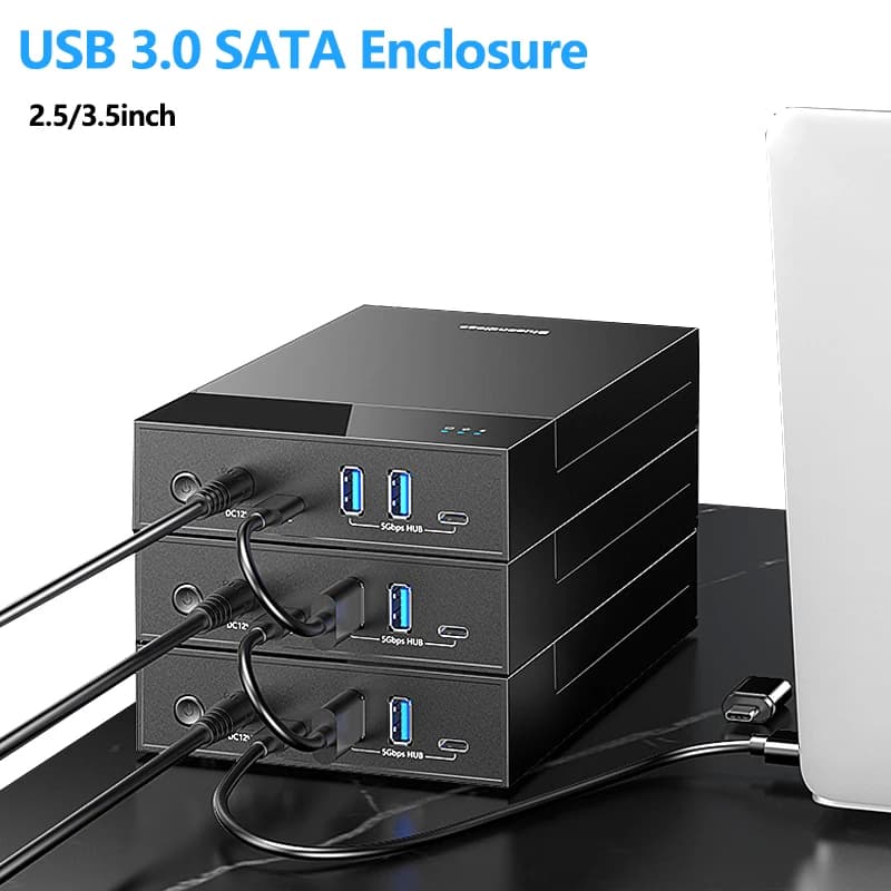 USB 3.0 Custodia SATA da 20 TB Docking station per disco rigido Porte USB Scatola per disco rigido esterno per custodia HDD SSD SATA da 3,5 2,5 pollici