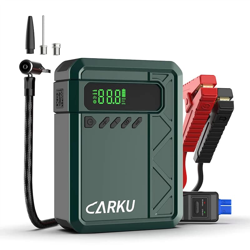 Avviatore di emergenza per auto portatile con compressore d'aria Avviatore di emergenza di picco 1500A con pompa d'aria Gonfiatore per pneumatici 150psi