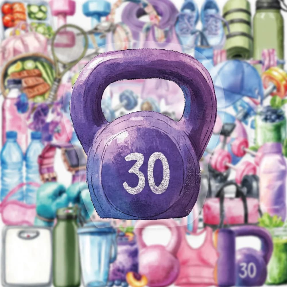 50 Adesivi Artistici in PET a Tema Sport e Fitness per Attrezzature Fitness, Borracce, Set da Boxe, Tappetini Yoga, Borse Fitness, Regalo per Appassionati di Fitness