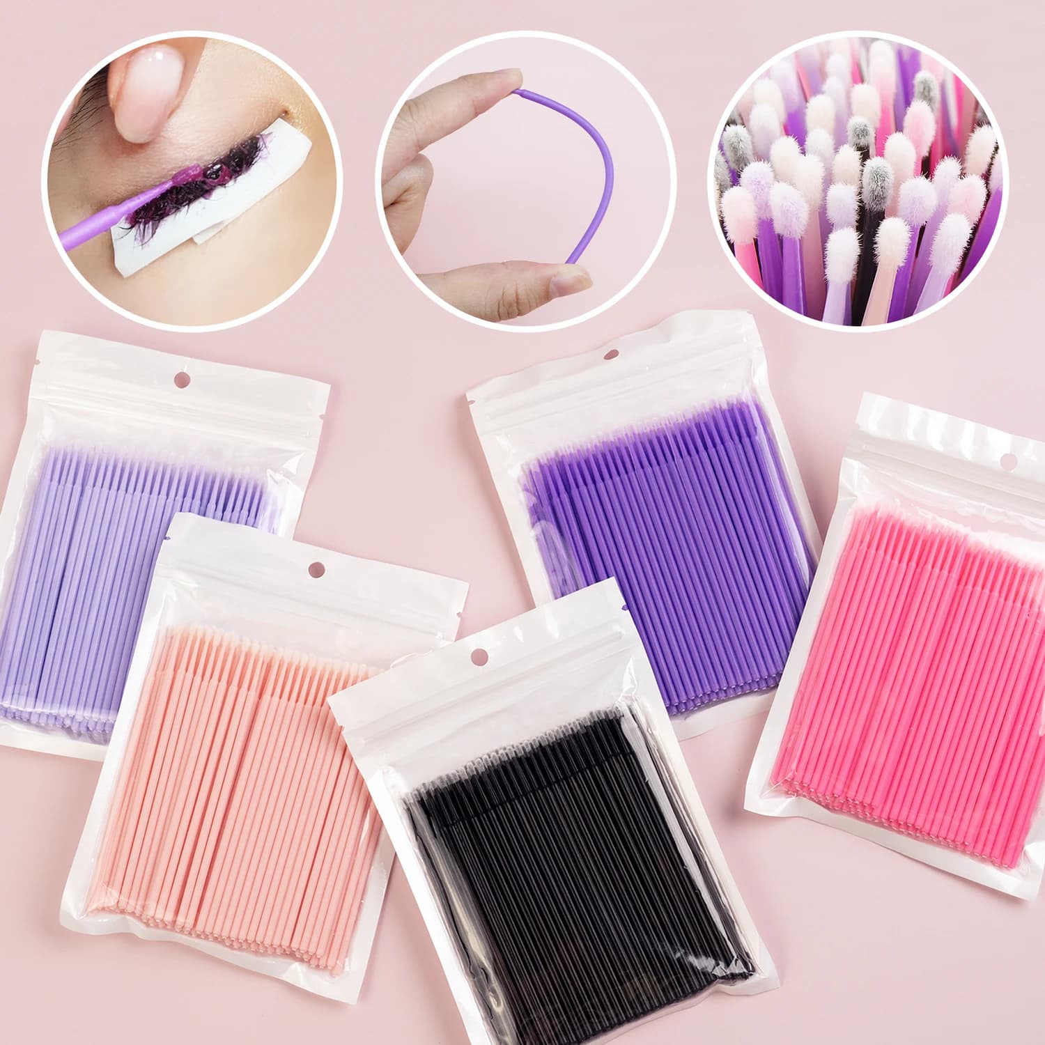 SEEDEW 100Pcs Eyelash Extension Cleaning Swab Beauty Tool Disposable Micro Applicator Brush