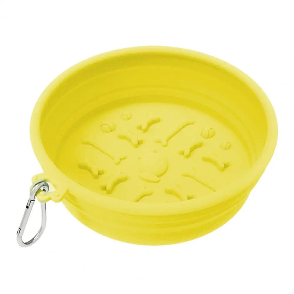 Foldable Dog Bowl Foldable Pet Bowl with Suction Cups Portable Slow Feeder Dish Non-slip Silicone Collapsible Food for Cats