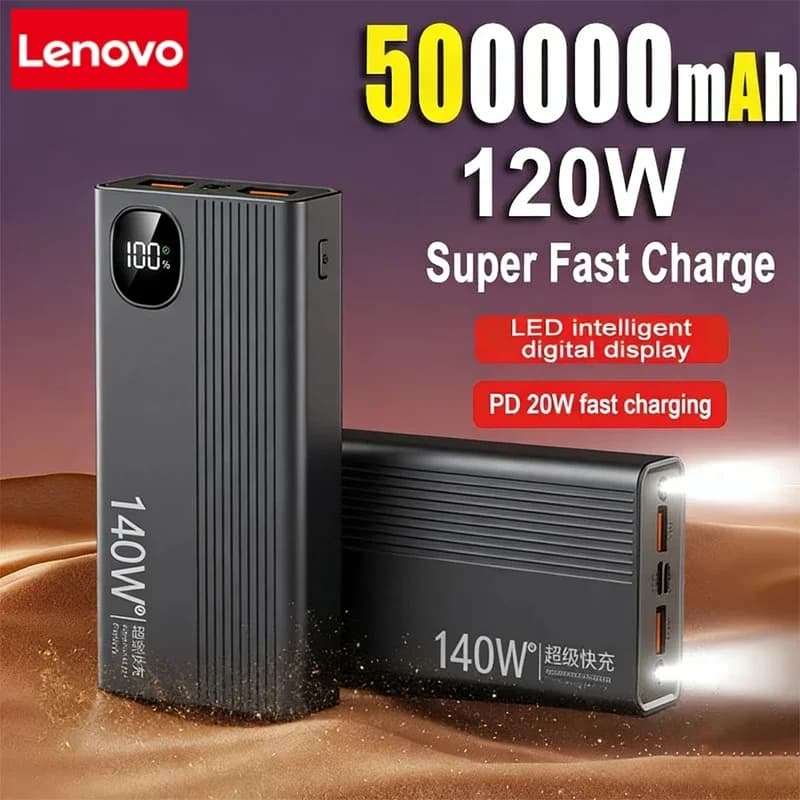 Lenovo 500000mAh 140W Jump Starter Super Fast Charging Portable Jump Starter External Battery Charger For Xiaomi iPhone