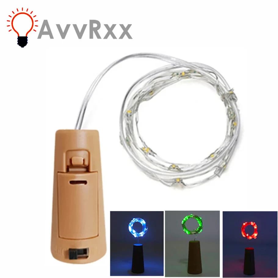 1 pz filo di rame LED ghirlanda ad energia solare sughero bottiglia di vino luci Natale LED stringa di luce festa decorazione di nozze lampada