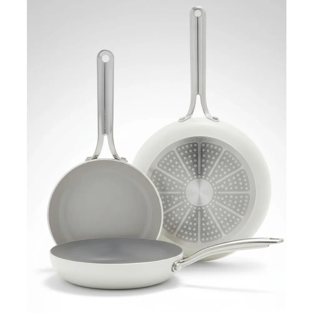 Set of 8" and 10" PFAS ceramic non-stick pans, induction ready, safe for the oven: perfect for first domestic kitchens
