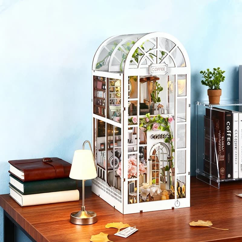 3D Wood for Corner Reading, Cafeteria, Sunny Room, Doll House in Miniature, Puzzle Model for Shelves