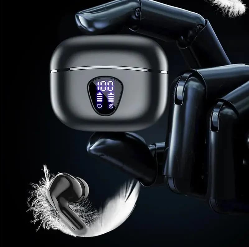 UYUXIO Noise cancelling headset BT 5.4 Wireless earphones with LED display 48H HiFi Stereo IP7 Waterproof earphones