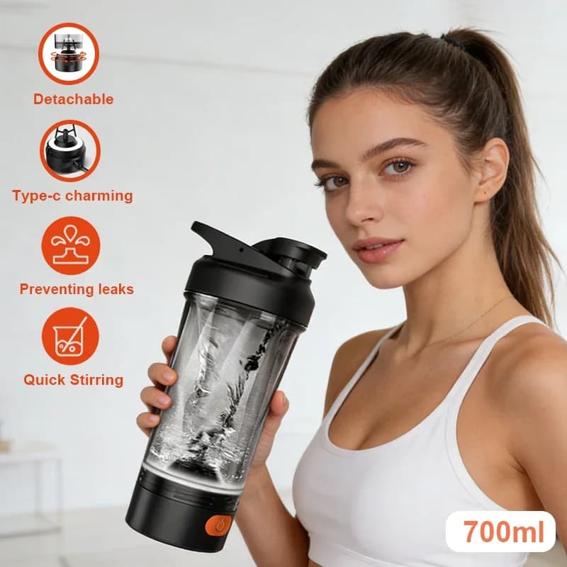 Automatic Electric Shaker for 700ml Protein, Portable Bottle with Full Agitation and Type-C Door for Home Use