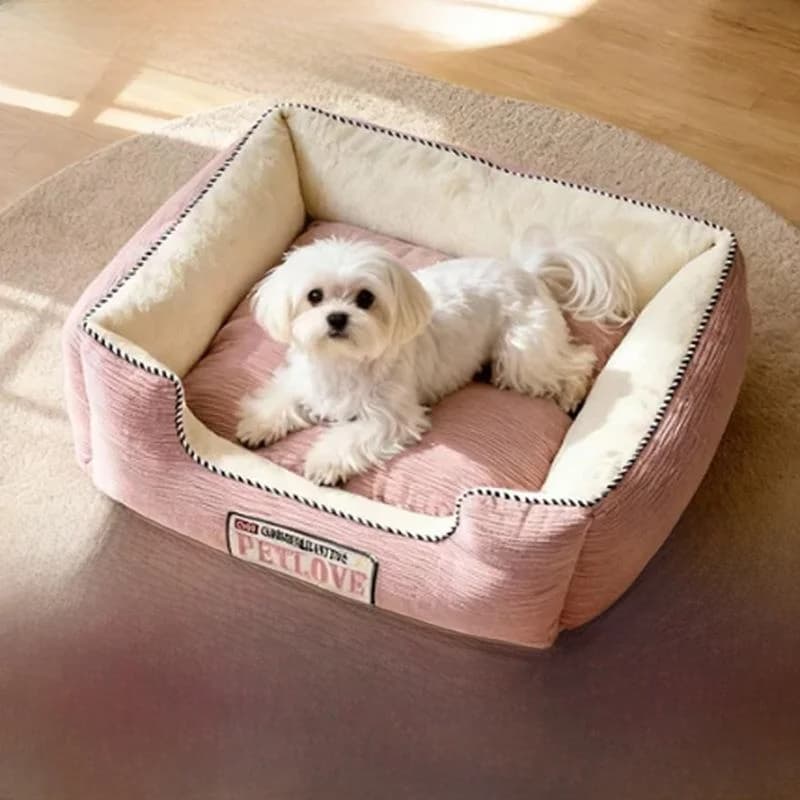 Cuccia per Cani Moderna e Minimalista di Lusso, Calda per l'Inverno, Lavabile, Staccabile, Morbida, Rosa, Accessori per Cani
