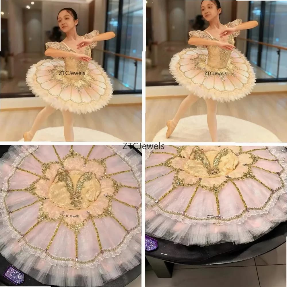 Professional Ballet Tutu Costume for Women Girls Adults Ballerina Performance Dance Dress with Skirt