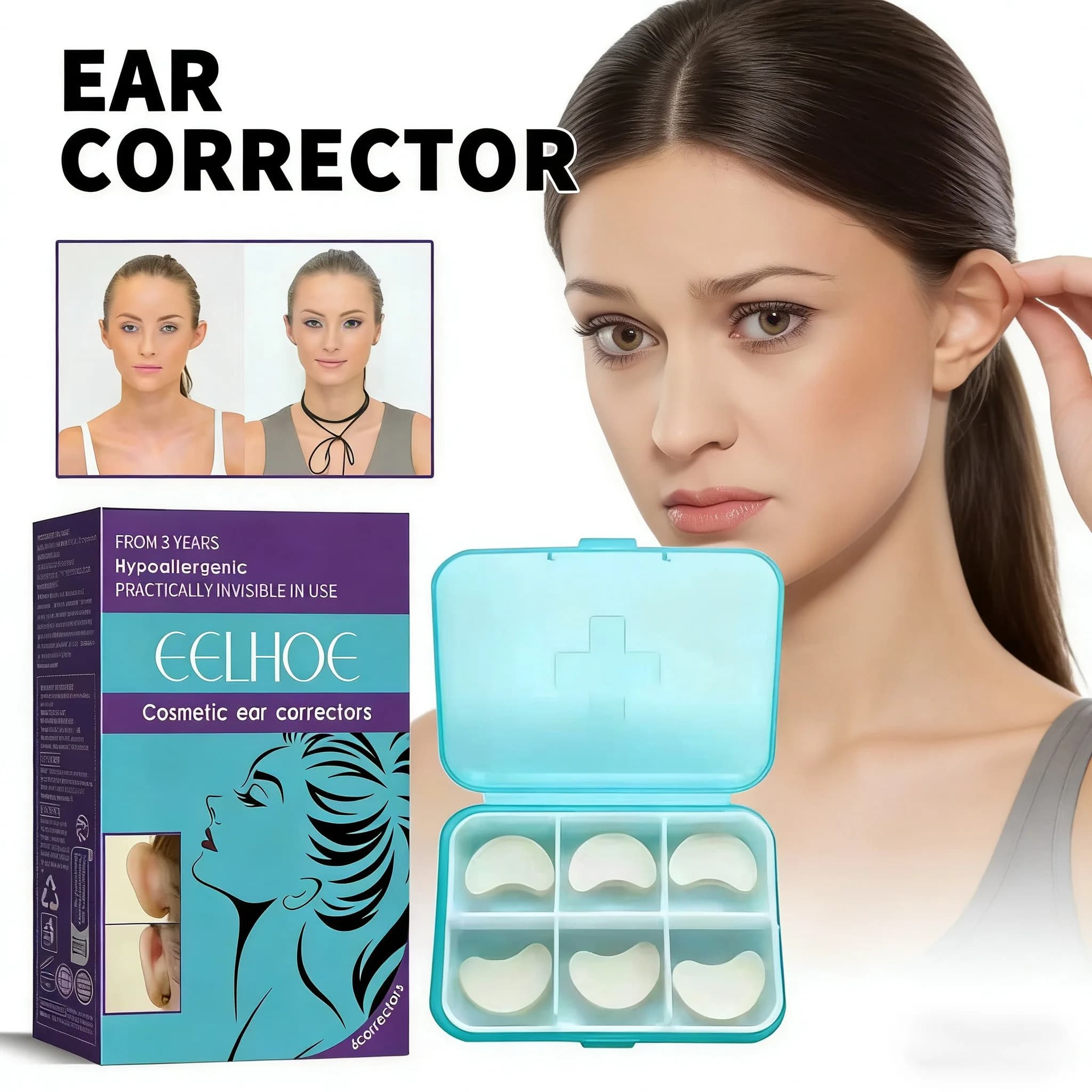 EELHOE Ear Corrector Sticker, Auricle Valgus Correction, Contour Shaping, Big Ear Solution, Protruding Ear Supporter Set