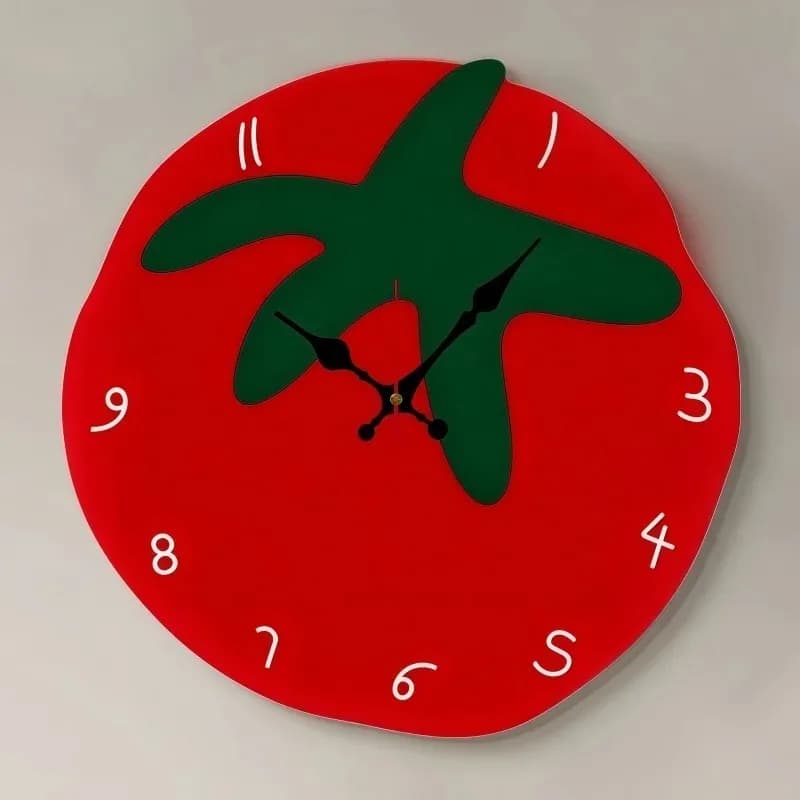 Silent wall clock with creative tomato-shaped design, decoration for living room, bedroom, office, kitchen and cafeteria, gift for family and friends.