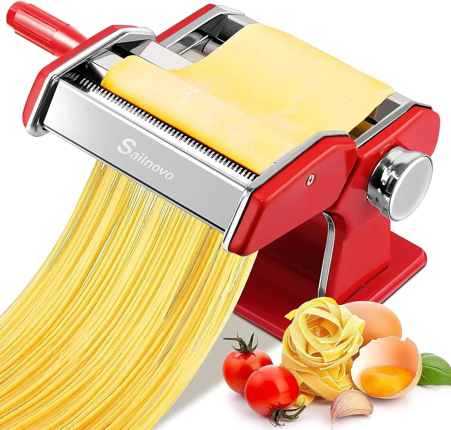 Macchina per Pasta con 9 Impostazioni di Spessore, Rullo da 180 mm per Spaghetti, Fettuccine, Lasagne - Facile da Pulire e Resistente alla Ruggine