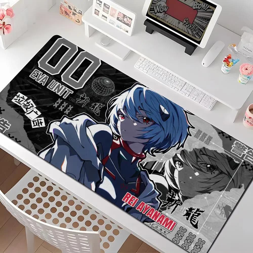 Tappetino per mouse Anime R-Rei AyanamiES, diverse misure, grandi tappetini quadrati per computer, ufficio, giochi, tappetini per mouse in gomma antiscivolo