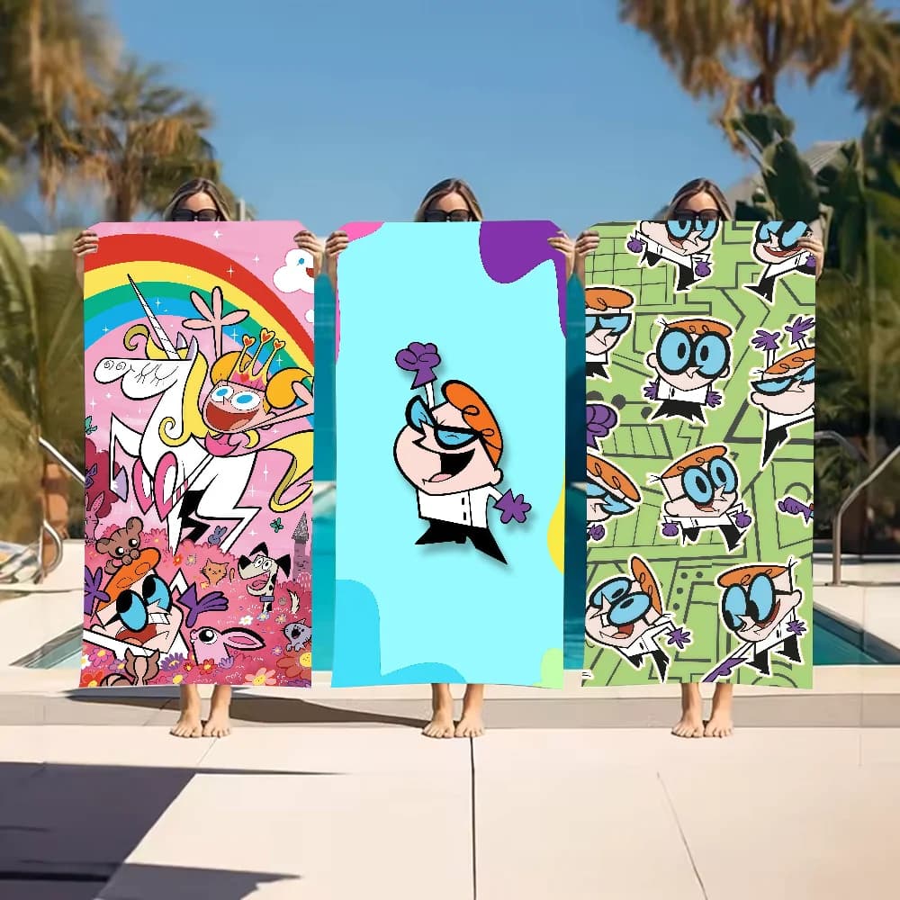 Asciugamano Cartoon D-Dexter's L-LabS, asciugamano sportivo ad asciugatura rapida, per viaggi, campeggio, resistente alla sabbia, morbido, leggero, grande, per la spiaggia