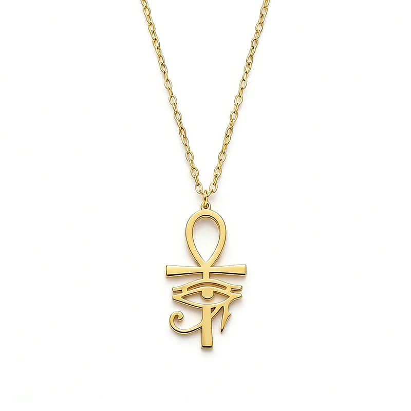 Classic Gold Plated Ankh Eye of Horus Pendant Necklace For Women Ancient Egyptian Jewelry Gifts