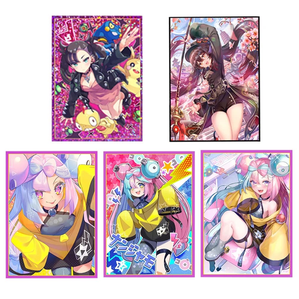 50PCS 66*91mm Buste per carte Anime per PTCG/MGT/Protezione per carte collezionabili per carte sportive Buste per carte da gioco carine olografiche