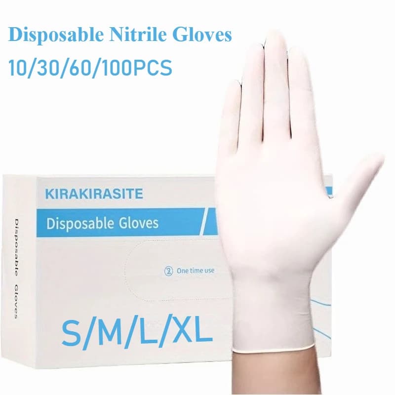 Guanti monouso in nitrile bianco Guanti senza polvere e lattice per cucina Cucina Bellezza domestica Guanti per la pulizia della tintura dei capelli Petcare