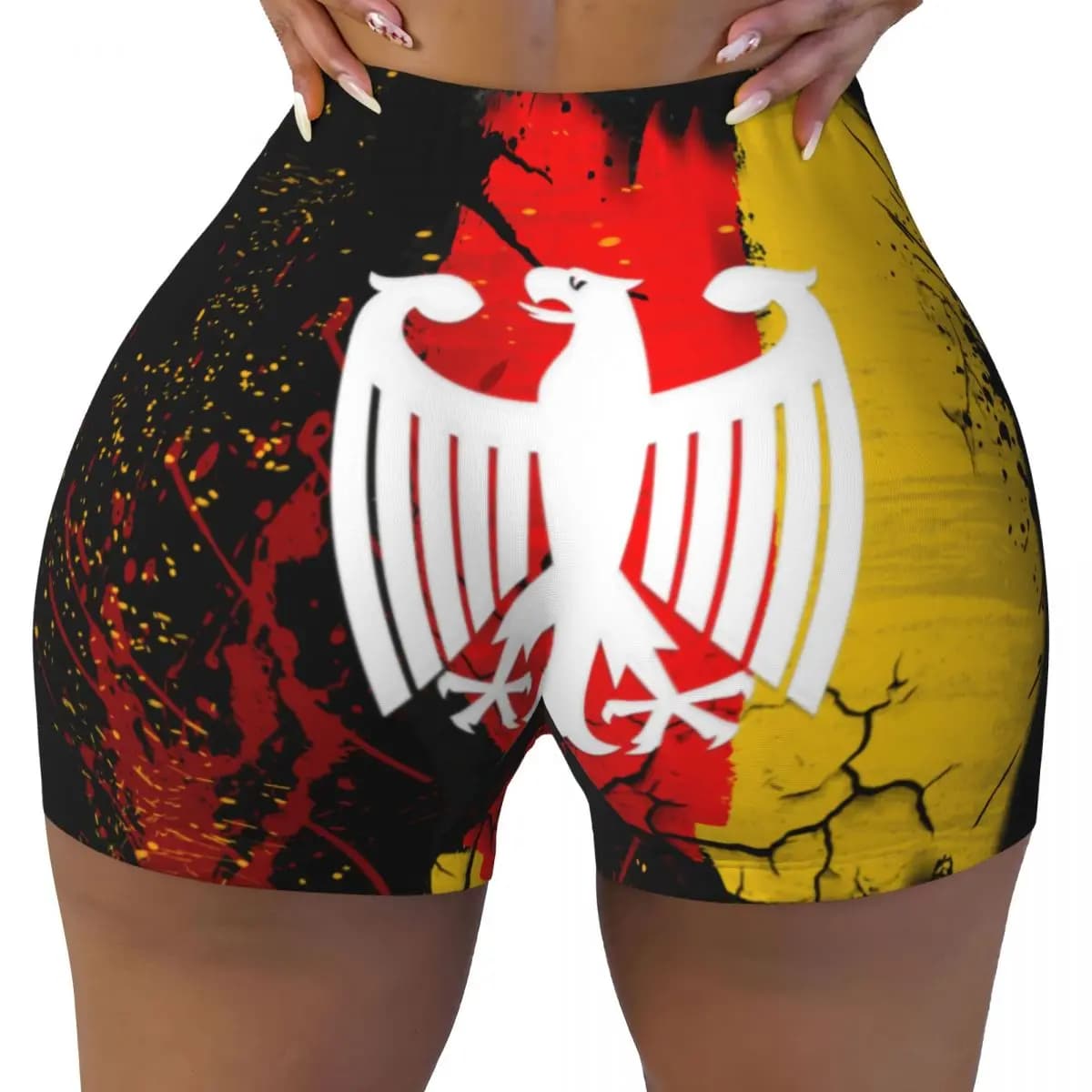 Pantaloncini da allenamento personalizzati con stemma dell'aquila tedesca, pantaloncini da donna per palestra, pallavolo, ciclismo, yoga