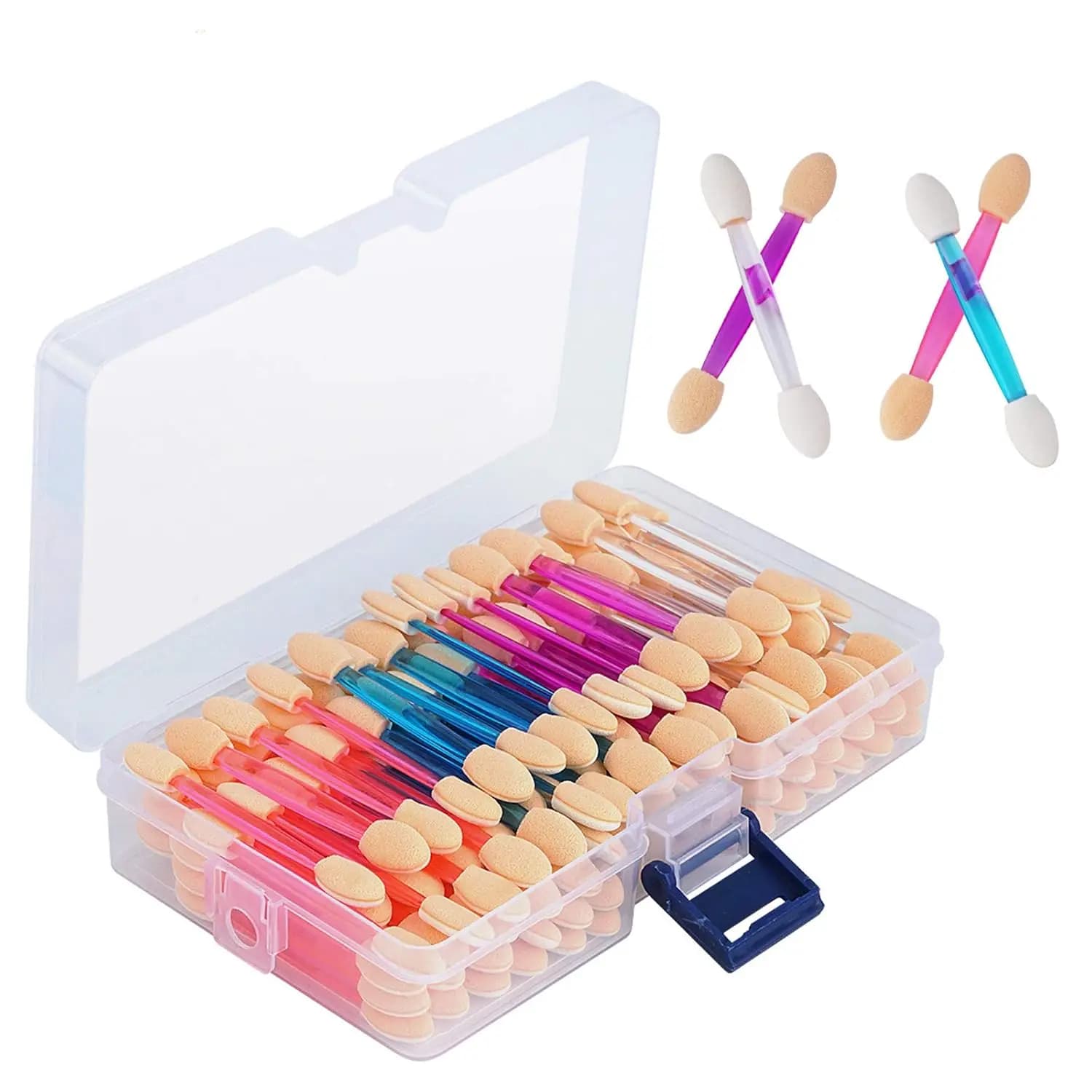 120 applicatori monouso in spugna a doppia faccia per ombretto con contenitore per il trucco degli occhi e nail art