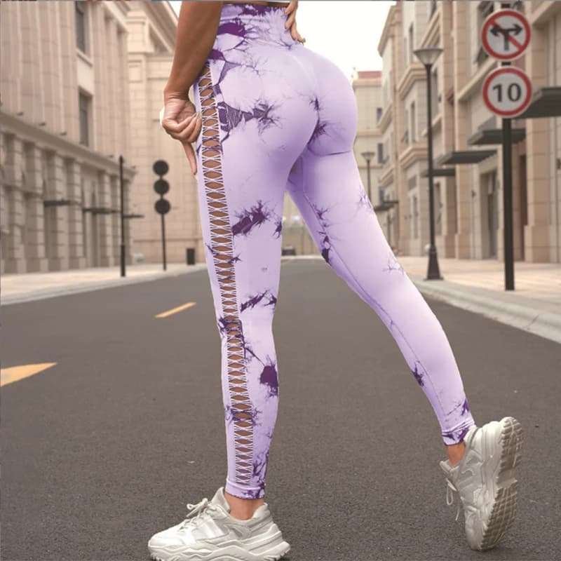Pantaloni Sportivi Sexy Modellanti da Donna, Leggings Senza Cuciture Comodi per Yoga, Pantaloni Femminili con Taglio Laterale a Vita Alta per Palestra ed Esercizio