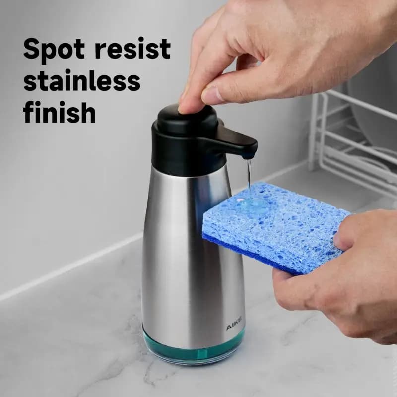 AIKE Dispenser di sapone manuale in acciaio inossidabile Pompe Dispenser di sapone liquido per la pulizia dei piatti da cucina Dispenser di sapone per le mani da 450 ml