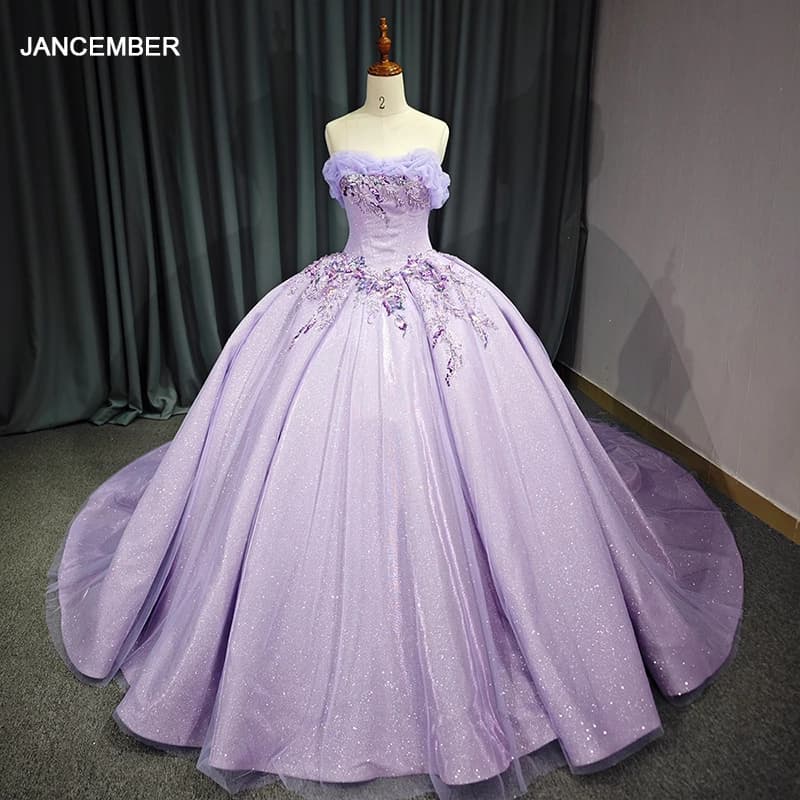 Abito Quinceanera color lavanda personalizzato Abito da ballo Applique in pizzo Corsetto di cristallo con perline Dolce 16 Abiti XV 15 Anos