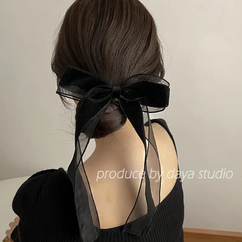 Fermagli per capelli in velluto con fiocco, stile vintage francese, eleganti fermagli a rete da donna, spille di lusso, accessori moda quotidiani