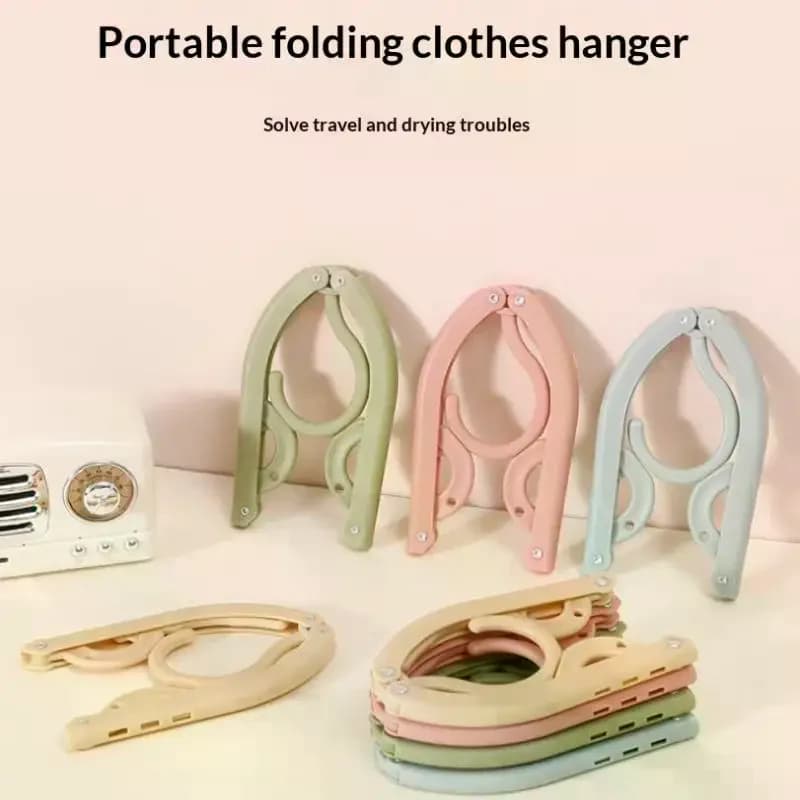 Folding Clothes Hanger With Anti Slip Clips And Space Saving Design Perfect For Travel Home Dorm Clothing Storage
